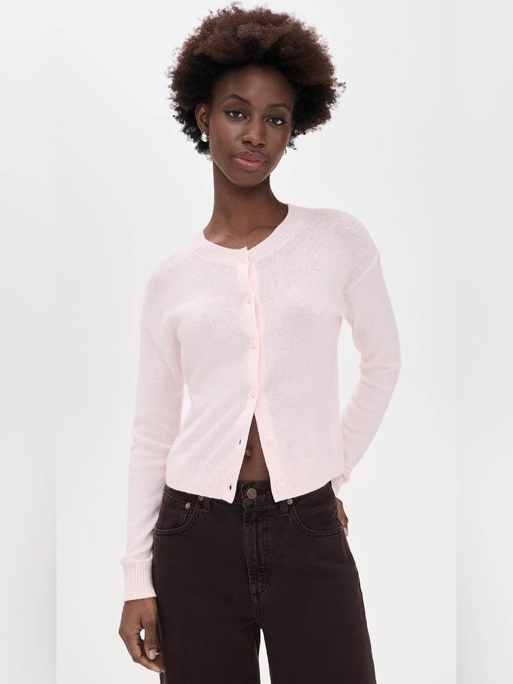 NWT Splendid Cashmere Blend Crewneck Cardigan Sweater Rose Petal Pink XS